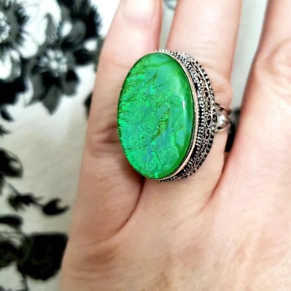 New Australian Triplet Opal 925 Silver Ring. - Picture 2 of 8